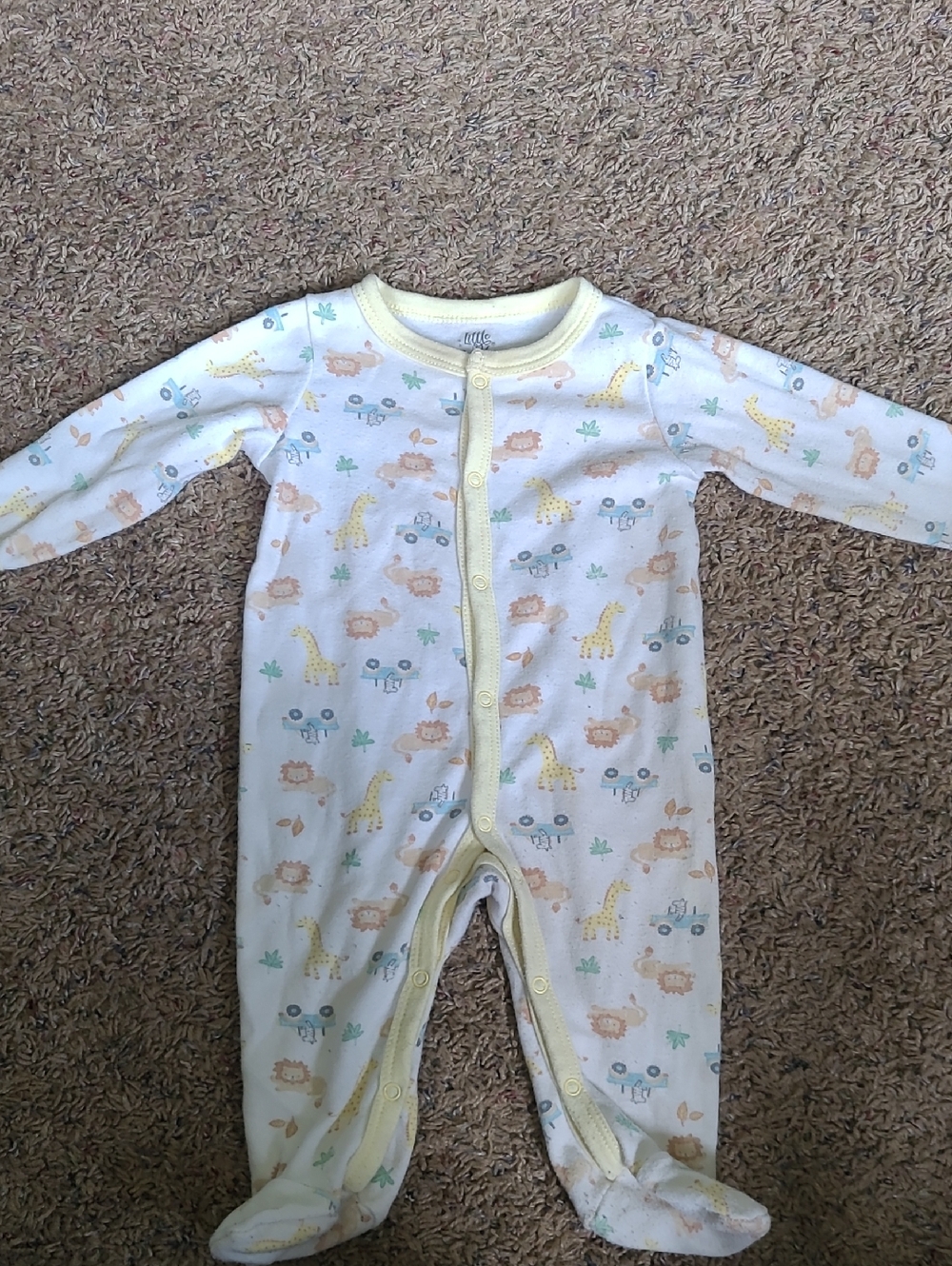 Yellow Trim Safari Print Baby One-Piece